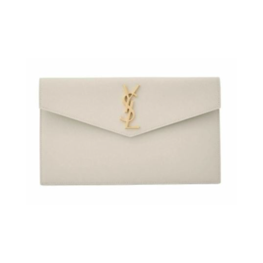YSL Uptown Clutch Soft White Bag