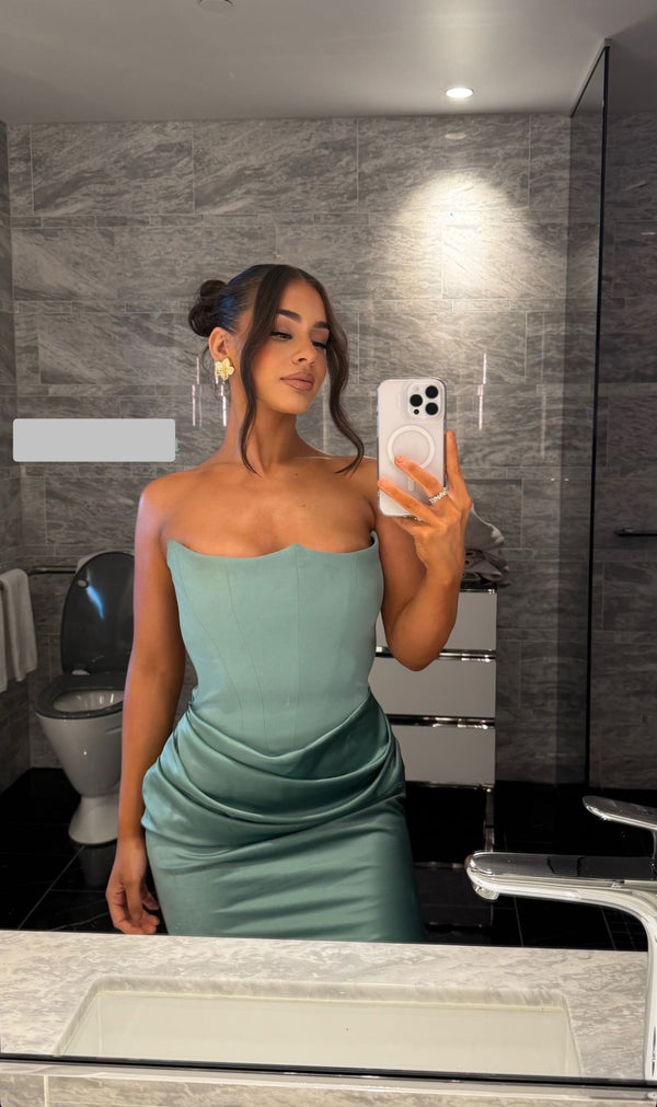 House Of CB Persephone Strapless Corset Dress - Jade Green