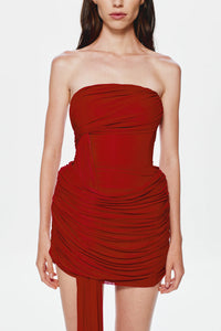 MISHA THE EMBER WRAPPED MINI DRESS - RED