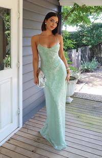 New Romantics Andy Diamond Bodice Maxi Dress in Apple