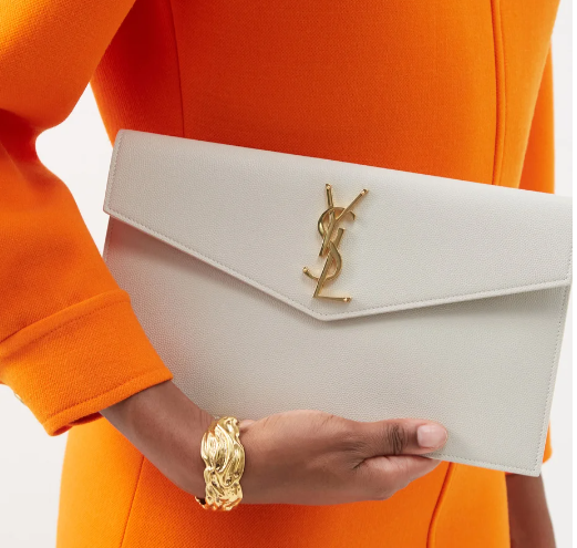 YSL Uptown Clutch Soft White Bag