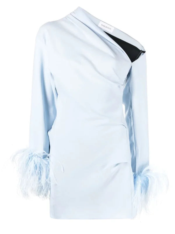 16Arlington Adelaide Feather-Trim Minidress Blue