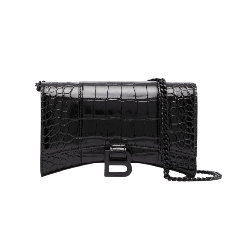 Balenciaga Hourglass Crocodile-Effect Handbag