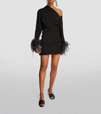 16Arlington Adelaide Asymmetric Feather Trimmed Crepe Mini Dress -Blac THE DESIGNER HIRE SPOT 16Arlington Adelaide Asymmetric Feather Trimmed Crepe Mini Dress -Blac THE DESIGNER HIRE SPOT