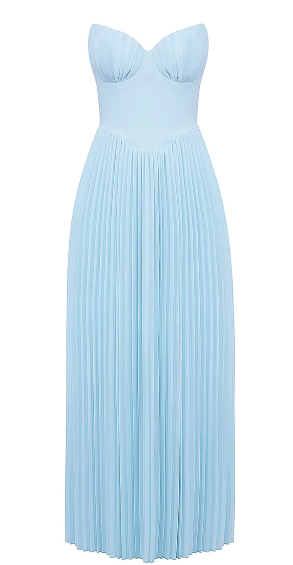 House Of CB ‘MARCELLA' Ocean Blue Pleated Maxi Dress