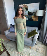 Benni Yasmin Off-Shoulder Maxi Dress - Pistachio
