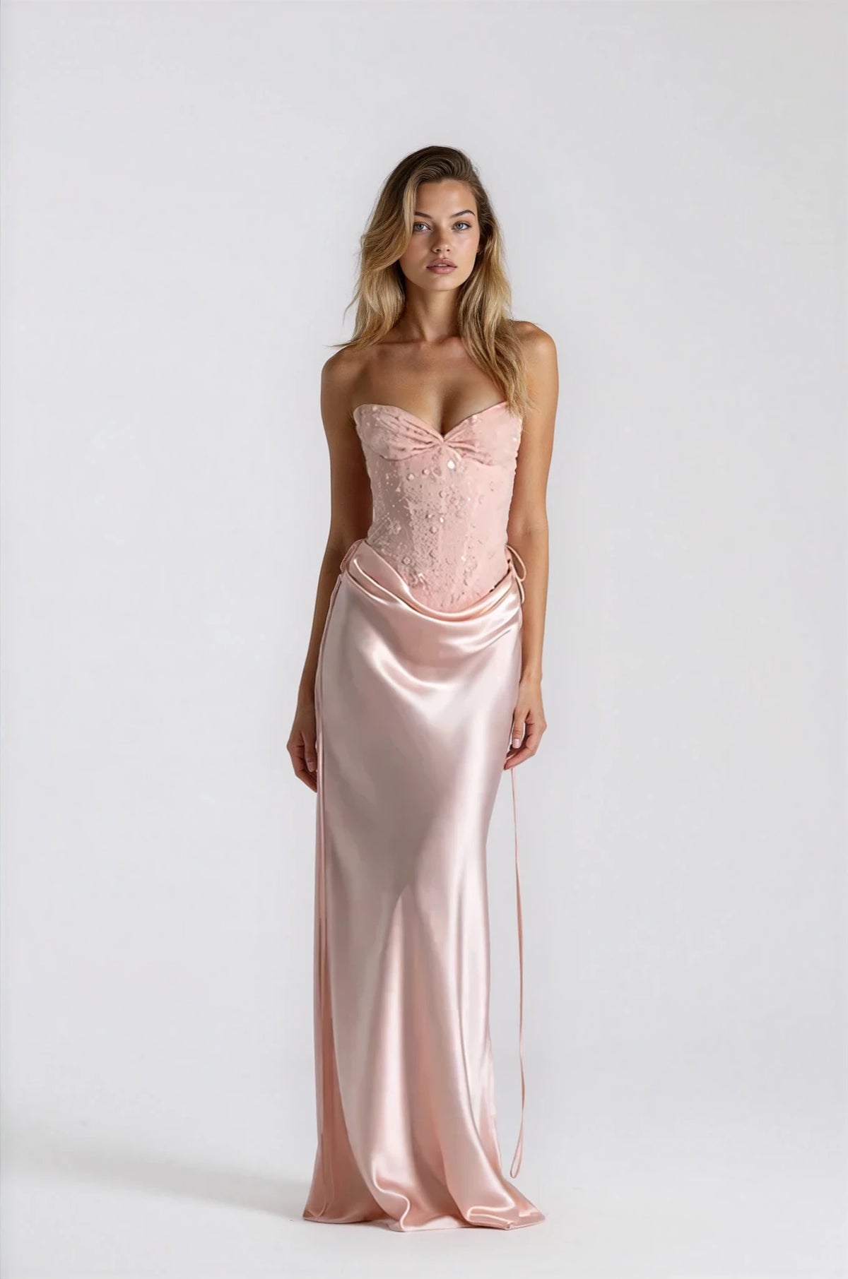Natalie Rolt Verity Bustier & Allira Skirt In Baby Pink
