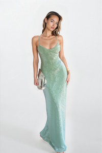 New Romantics Andy Diamond Bodice Maxi Dress in Apple