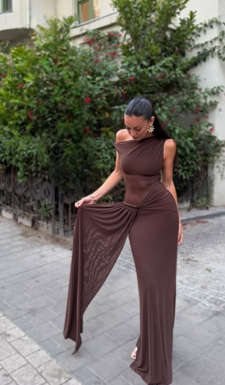Misha THE 'SISAL' MESH DRESS orchid - Espresso (brown)