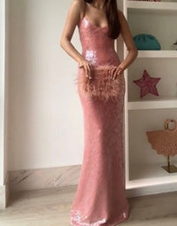 New Romantics Andy Diamond Bodice Maxi Dress in Pink Calypso