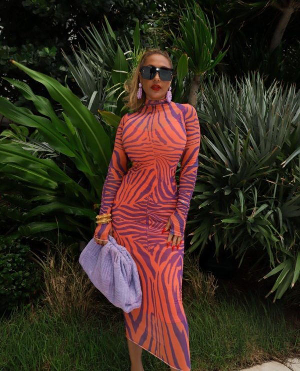 AFRM Shailene Dress Orange Zebra