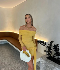 BENNI YASMIN OFF SHOULDER MINI - MUSTARD