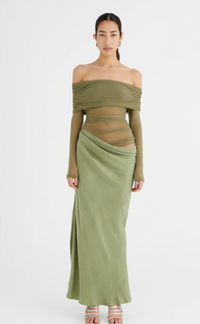 Benni Yasmin Off-Shoulder Maxi Dress - Pistachio