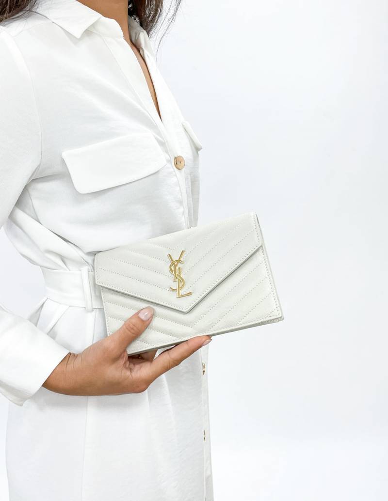 Saint Laurent Cassandre Envelope Bag Soft White – THE DESIGNER