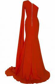 Alex Perry Ava Satin Crepe One Shoulder Sleeve Red Gown