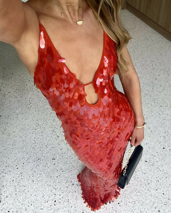 MISHA THE 'SAPPHIRE' SEQUIN DRESS - RED
