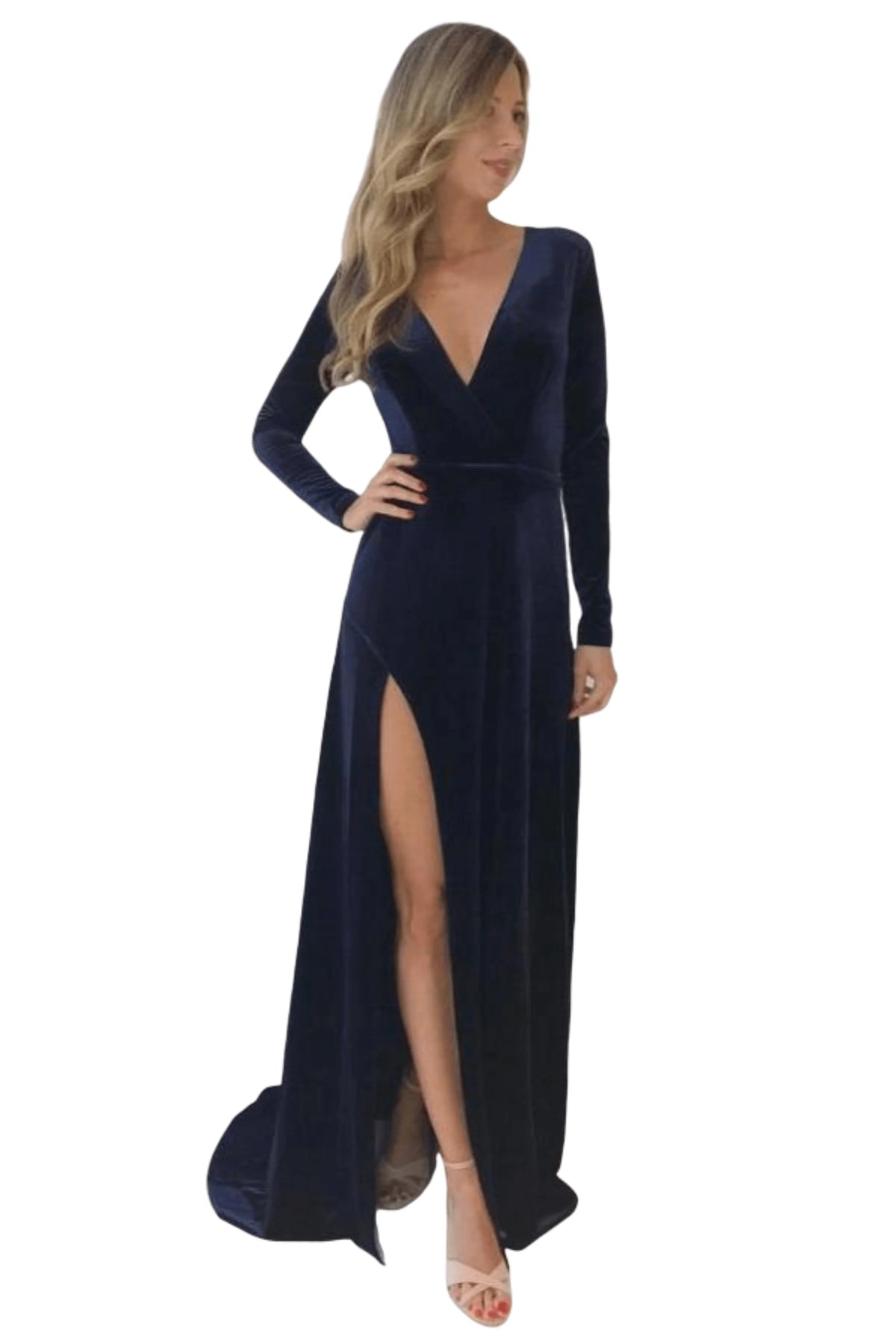 Elle Zeitoune Fontaine Blue Velvet Gown