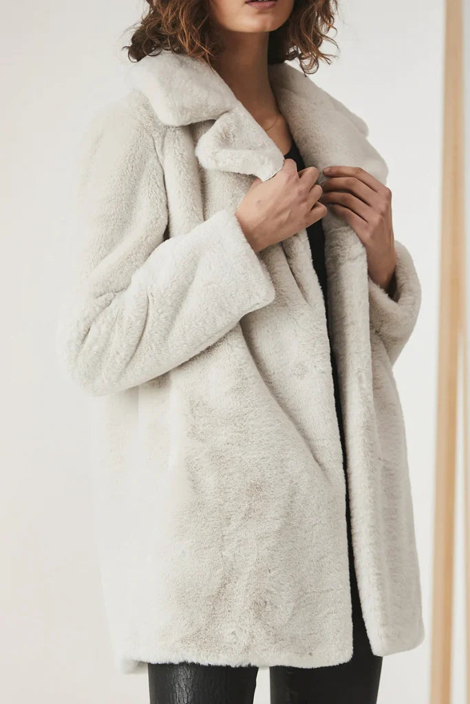 Ena Pelly Minimalist Faux Fur Coat