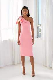 By Johnny Lana One Shoulder Pink Tie Dress