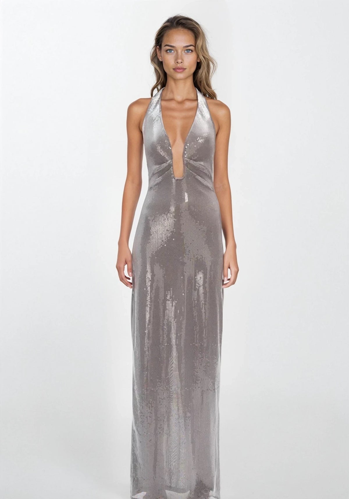 misha grey dress MISHA Nyra Metallic Gown