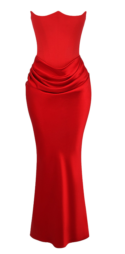 House Of CB Persephone Strapless Corset Dress - Red