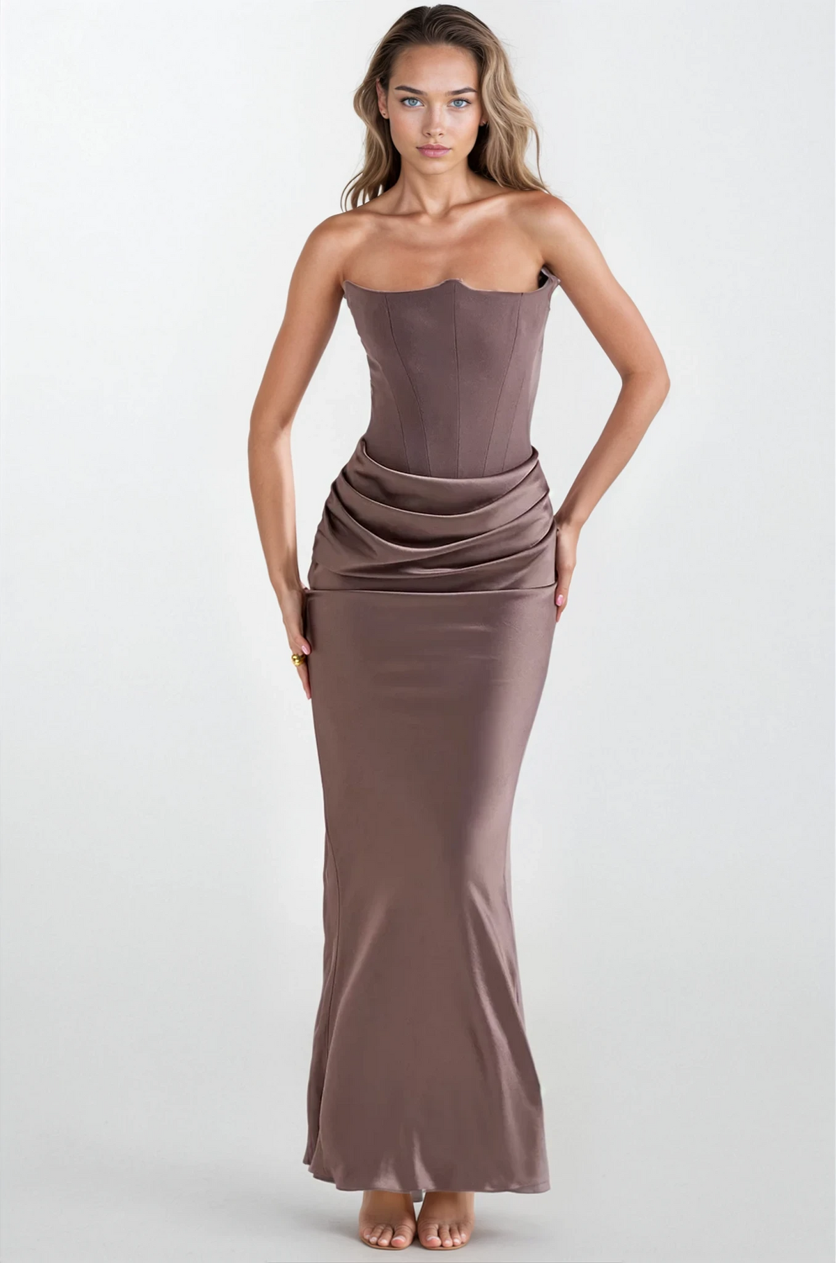 House Of CB Persephone Strapless Corset Dress - Smoke