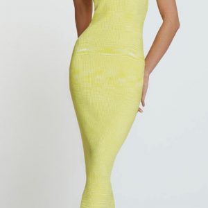By Johnny Riley Rib Panel Knit Dress - Yellow & Blue Available