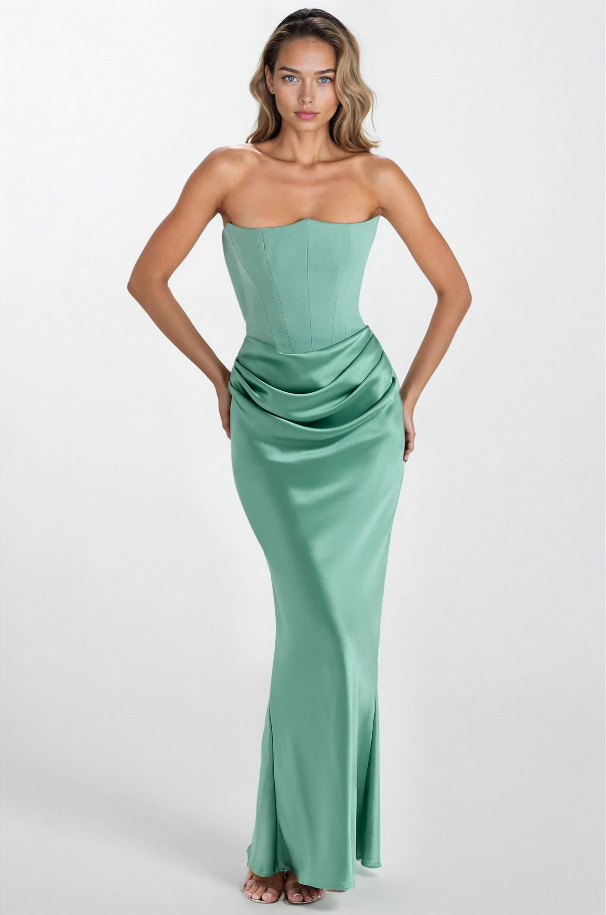 House Of CB Persephone Strapless Corset Dress - Jade Green